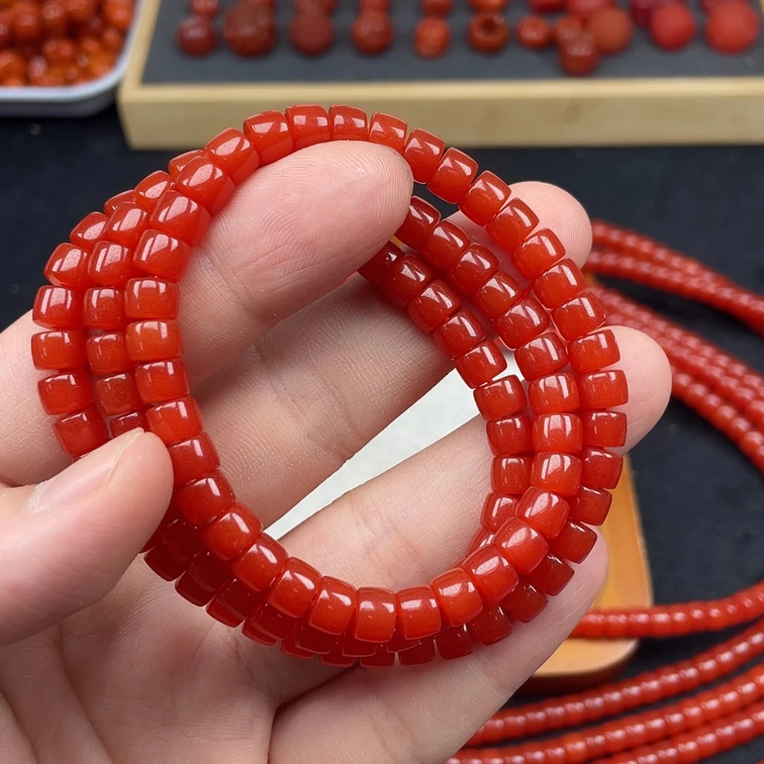 南红玛瑙4号保山锦红卡6直切108未镶嵌