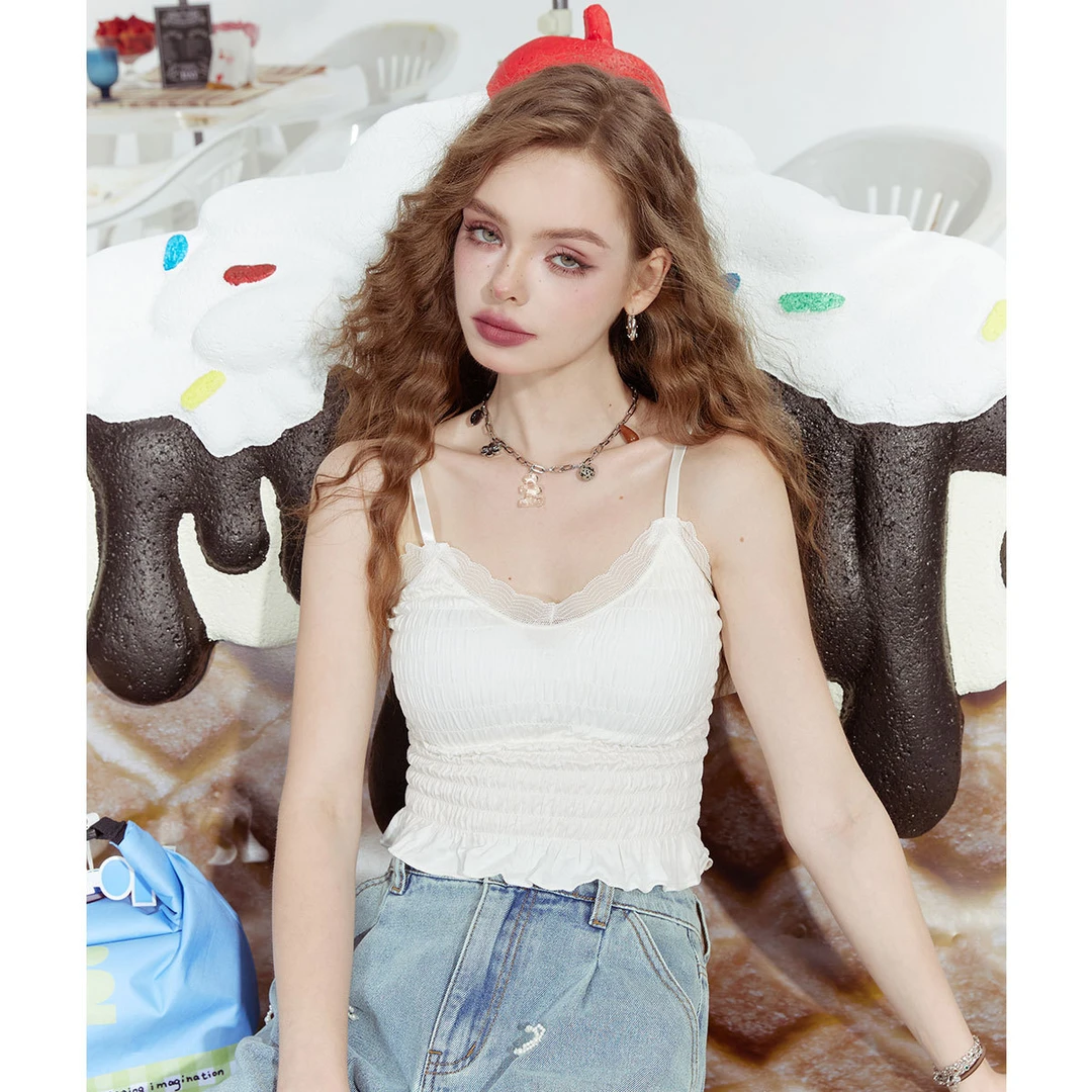 蕾丝甜美背心2025年春夏新款女带胸垫小吊带休闲百搭