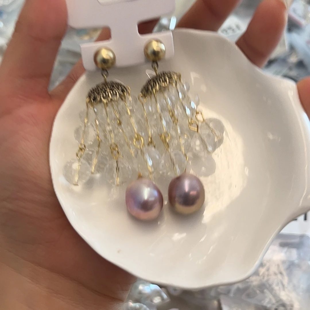 合金淡水珍珠耳饰