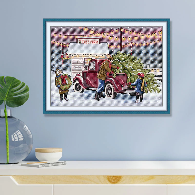 【圣诞前夕】 雪景十字绣2025新款棉线印花挂画雪景风景画