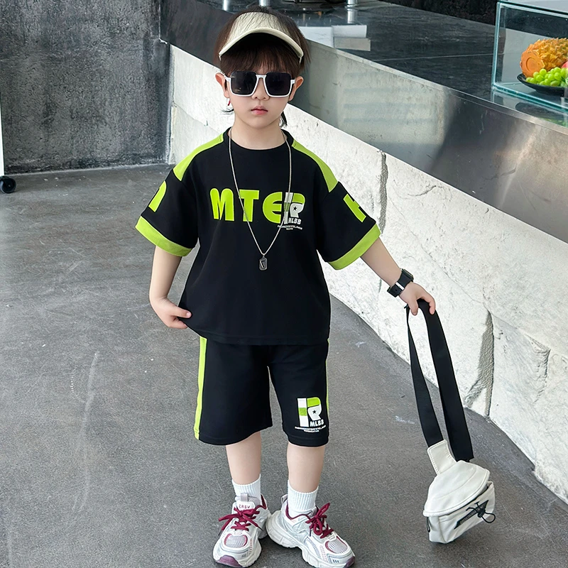 男童夏季短袖套装2025新款个性潮酷痞帅儿童服装宝宝薄款时尚夏装