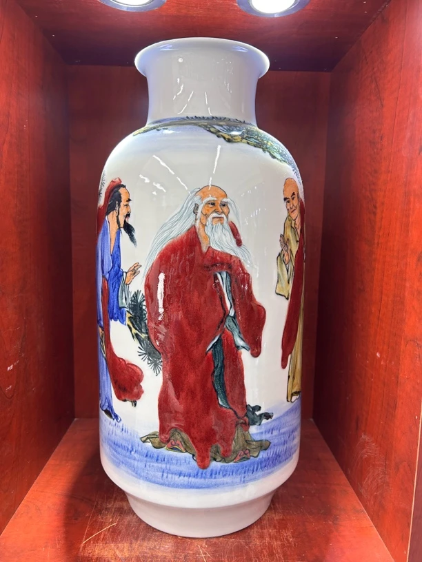 景德镇陶瓷手工窑变达摩神悟东瓜瓶摆件装饰