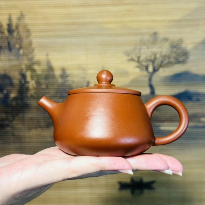 石瓢壶100cc紫砂壶潮州手拉壶纯手工茶道茶具原矿朱泥大红袍朱泥