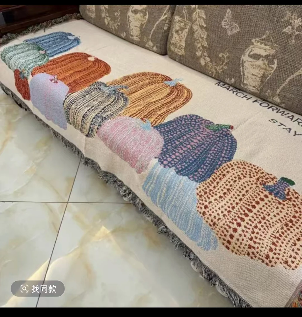 90*沙发盖毯棉麻混纺四季沙发沙发扶手盖布沙发高级感沙发巾