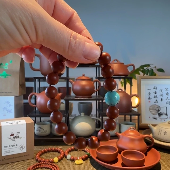 茶叶罐紫砂原矿朱泥手链➕绿松石