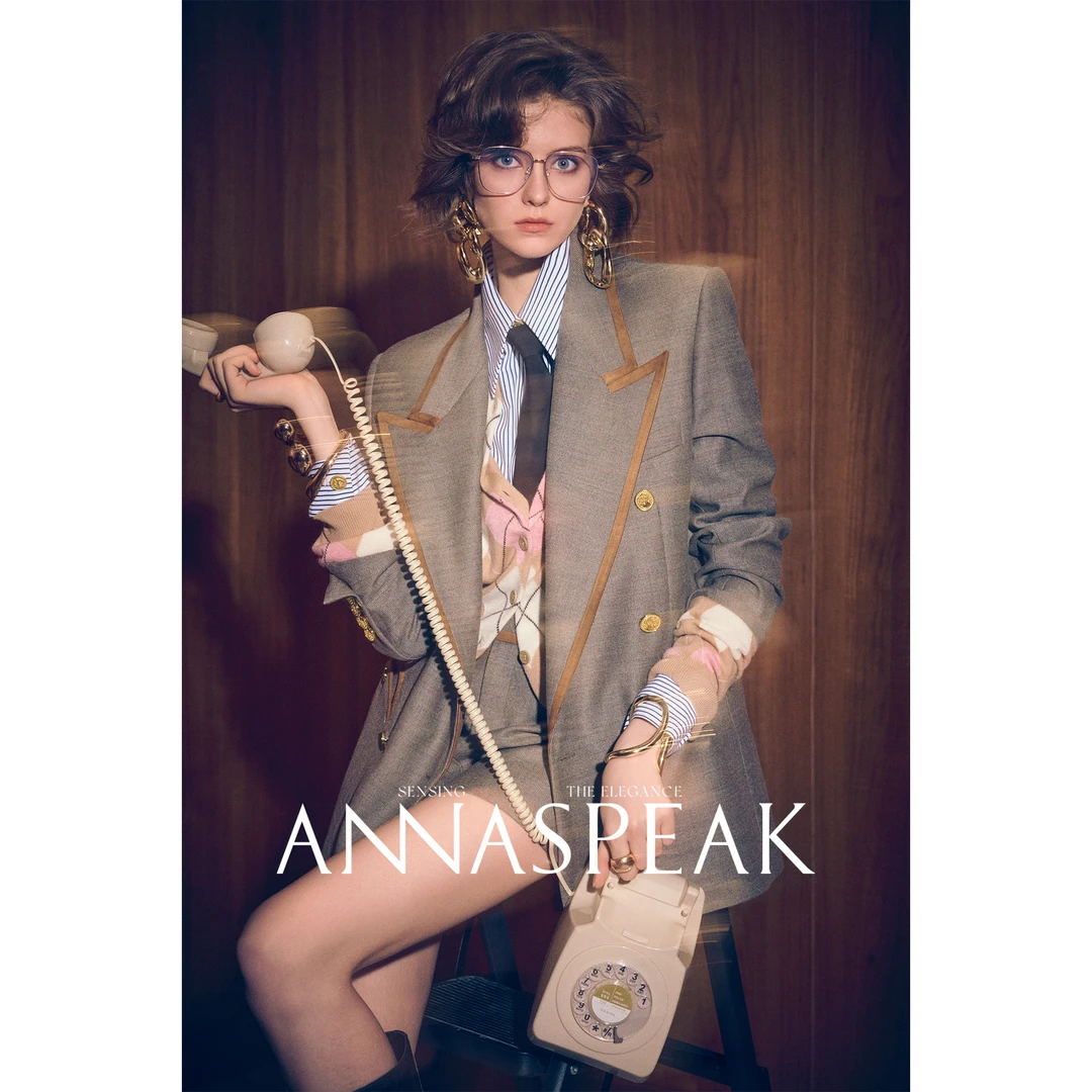 ANNASPEAK 蔡少芬同款"继承者"老钱美拉德枪驳领澳毛西装外套半裙