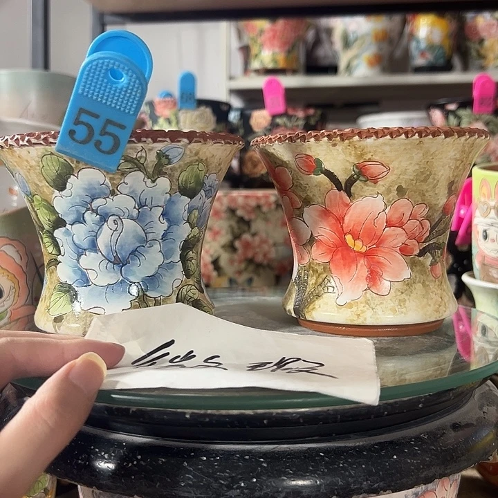A***a满38包邮 景德镇手绘花盆