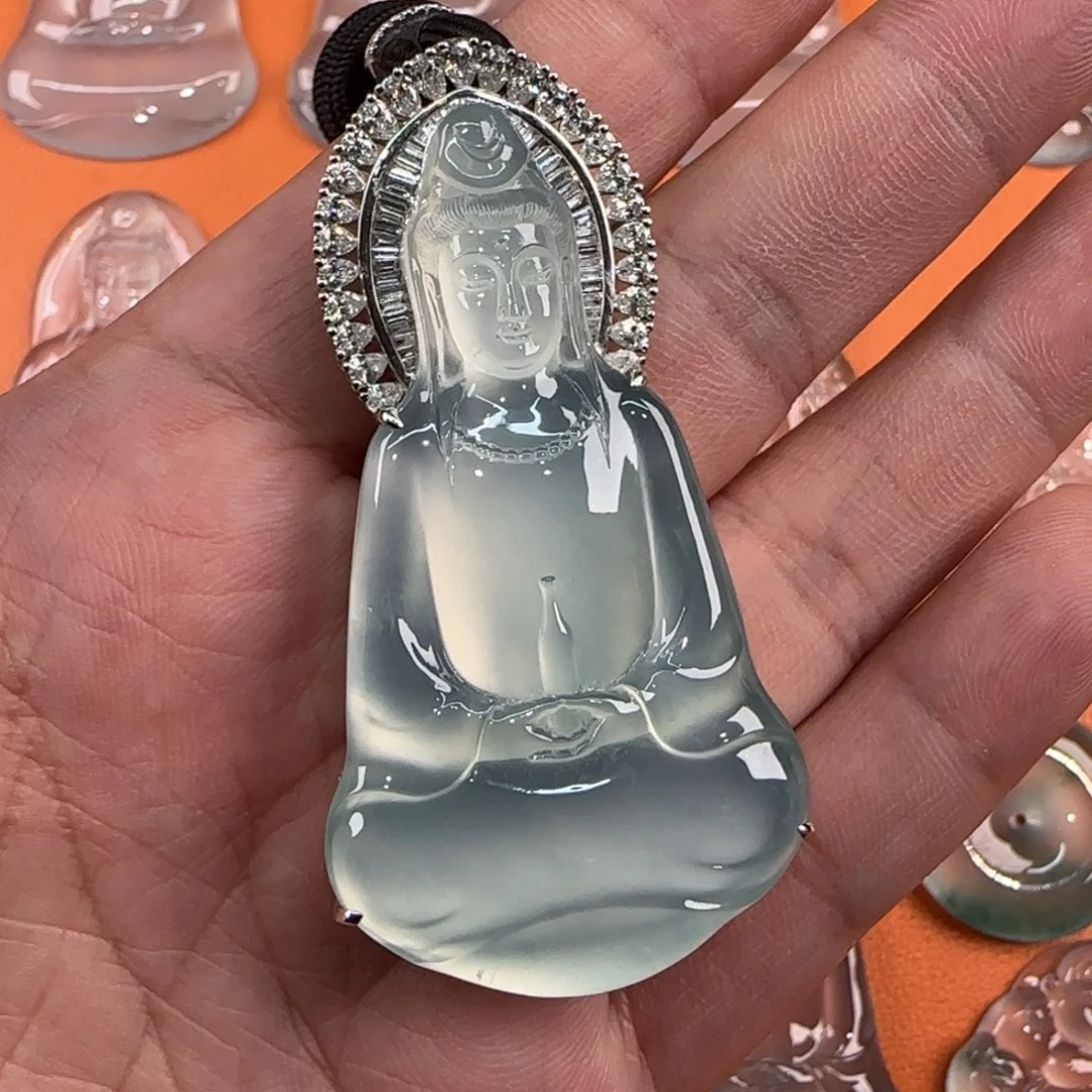 定制翡翠18K金镶嵌天然