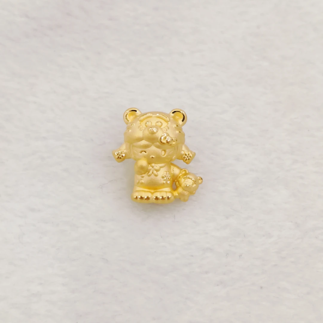 吉金珠宝  足金999跳跳虎头套Kitty3D硬金转运珠不含链