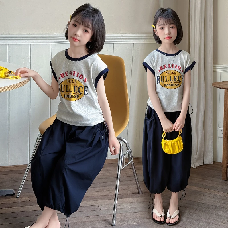 女童夏季套装韩版休闲童装儿童宽松中大童薄款女孩两件套洋气潮款