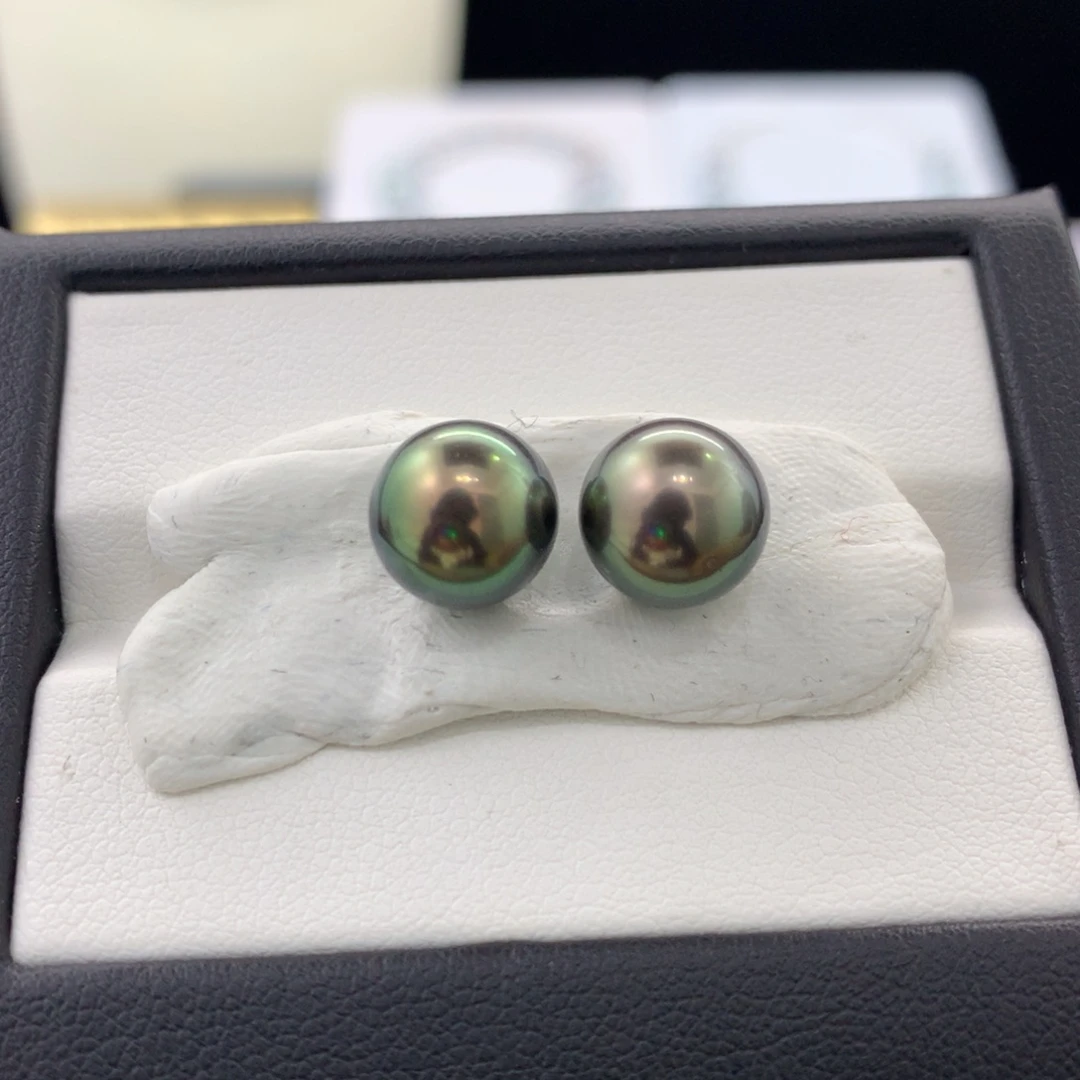 未镶嵌裸珠定制海水珍珠9.2mm金绿色对珠