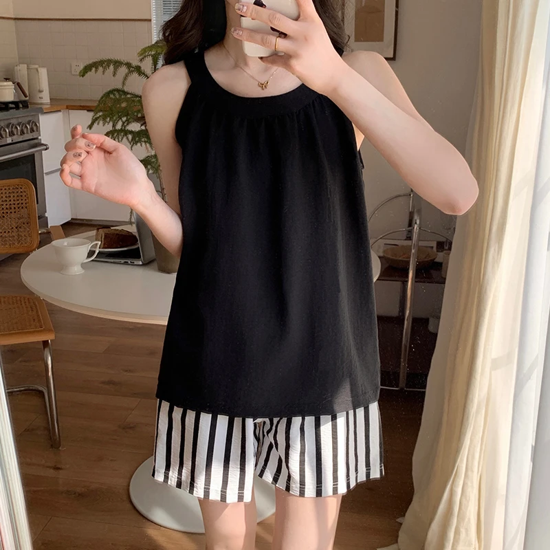 睡衣吊带短裤两件套夏季薄款可外穿爆款2025新款简约休闲风家居服