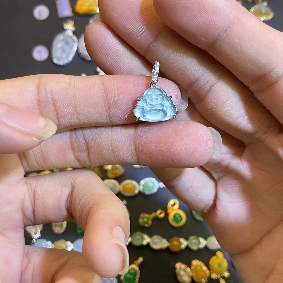 翡翠银S925镶嵌吊坠(不含链)