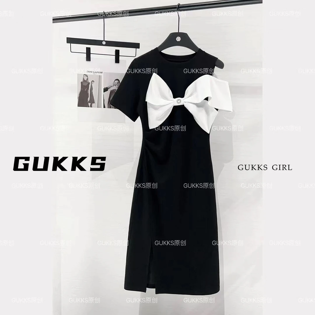 GUKKS夏季精致蝴蝶结时尚连衣裙GK218