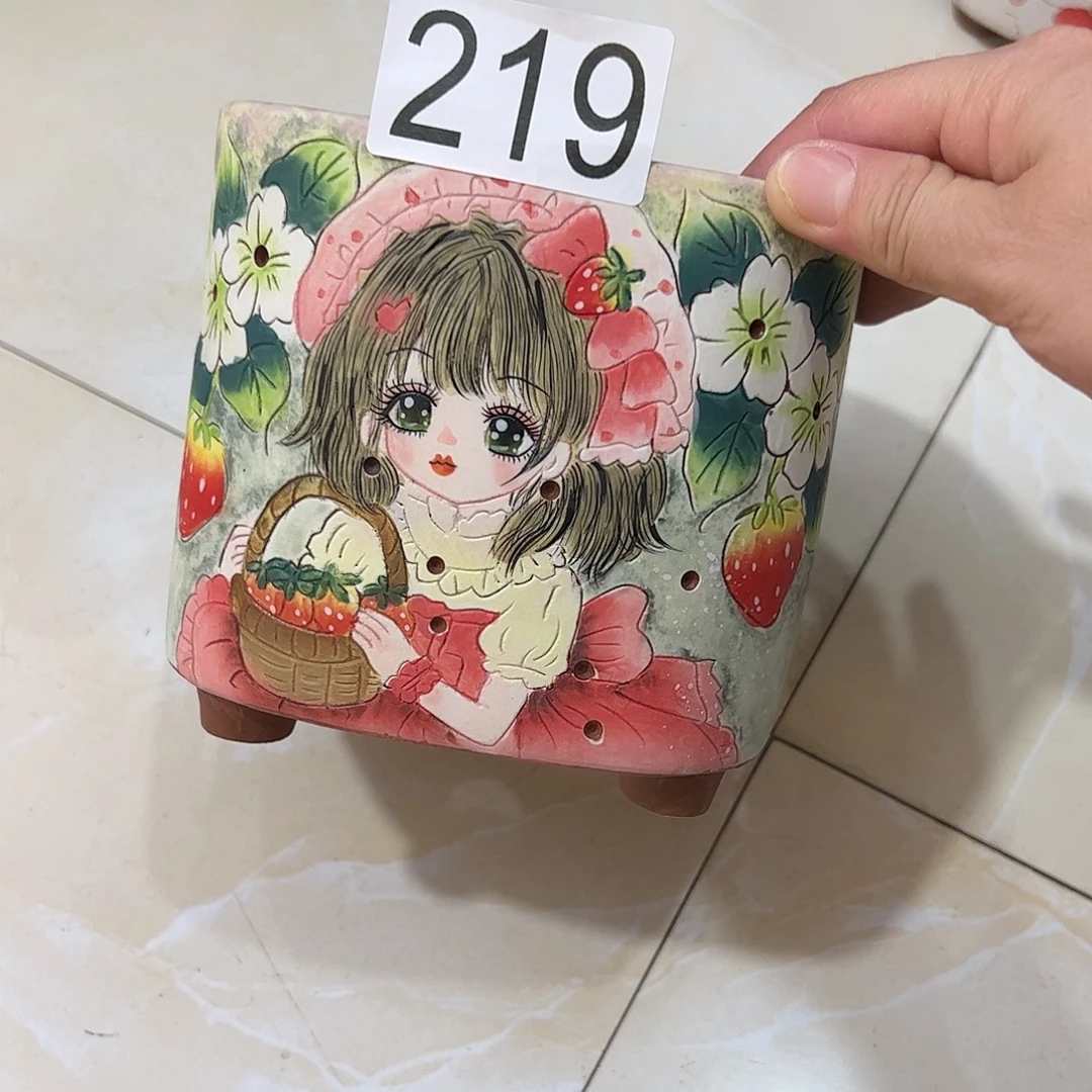 羽***兰景德镇炫彩手绘景德镇陶瓷花盆