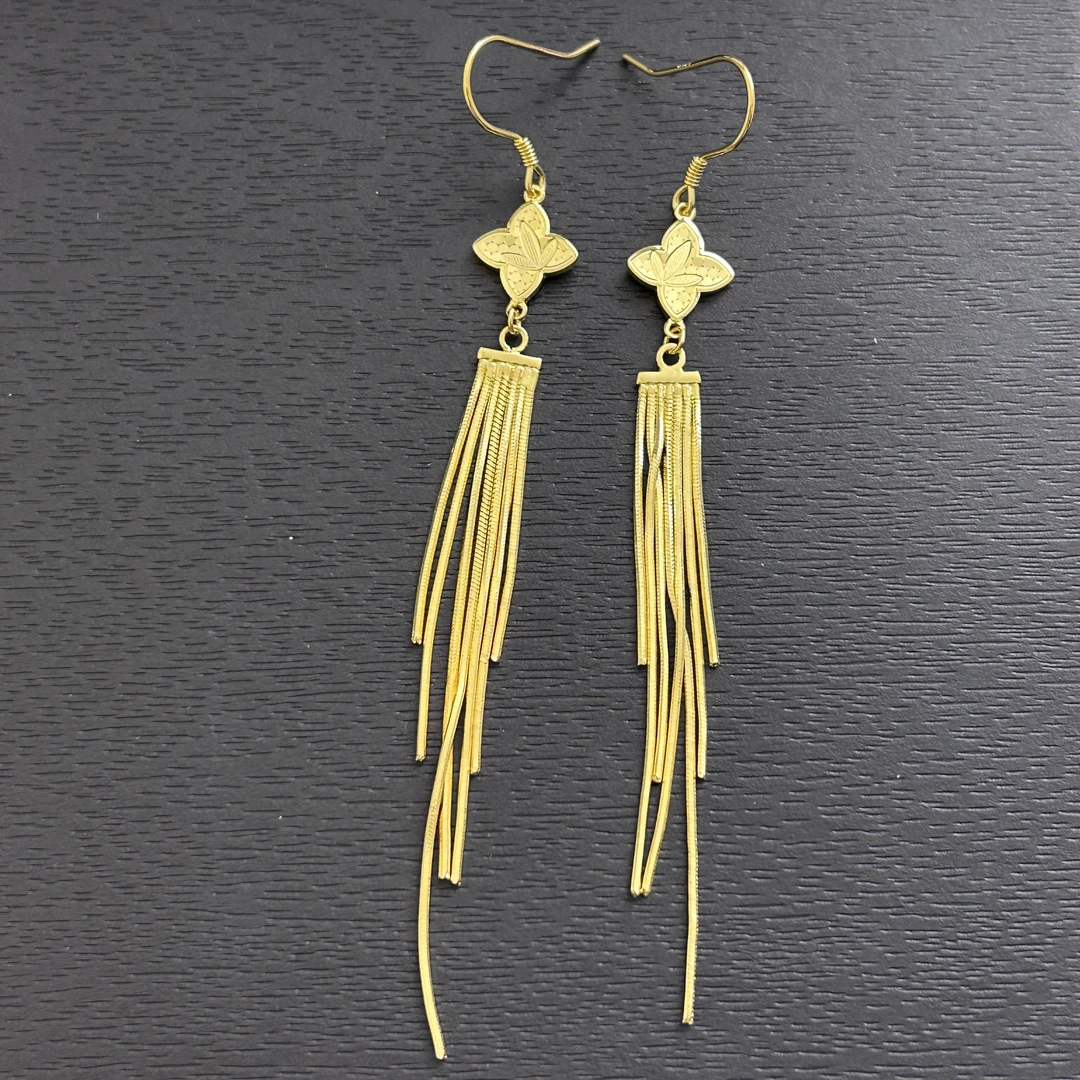 925银耳饰 【MZ】925银竹叶流苏耳环YE952