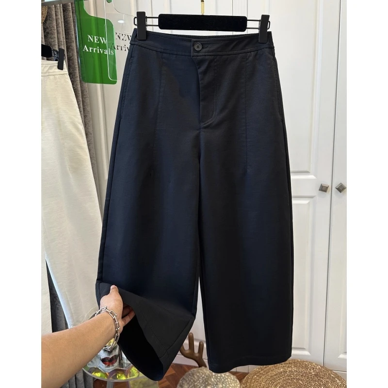 欧洲站高腰黑色休闲裤女气球裤宽松百搭时尚九分弯刀裤夏季新款爆