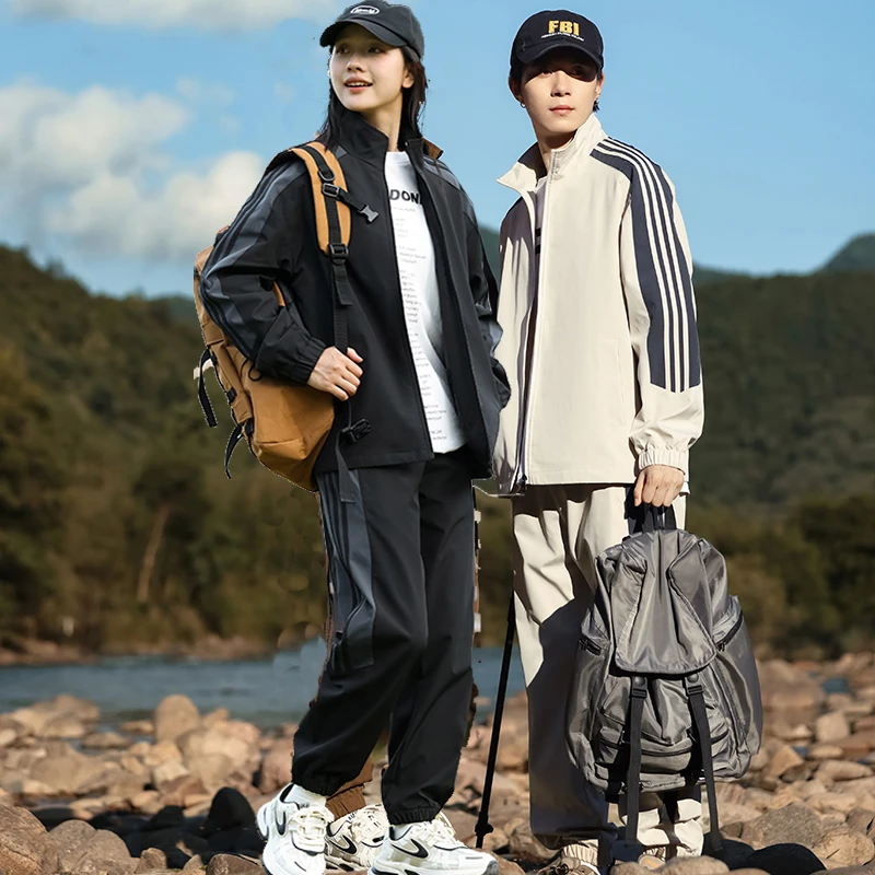 【得克萨骆驼】春季户外休闲运动套装时尚百搭立领夹克情侣款外套SD