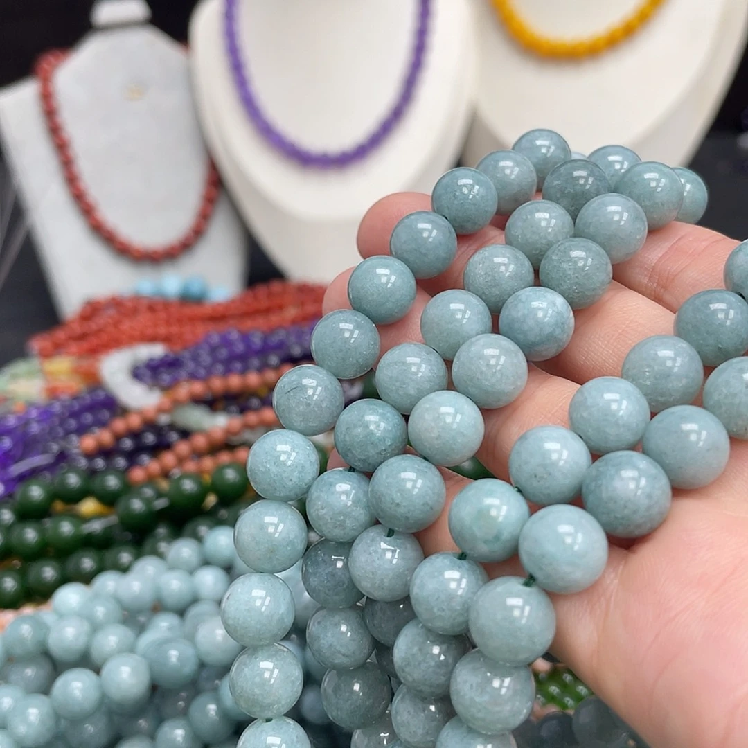 玛瑙/玉髓未镶嵌半成品缅甸玉10m散珠