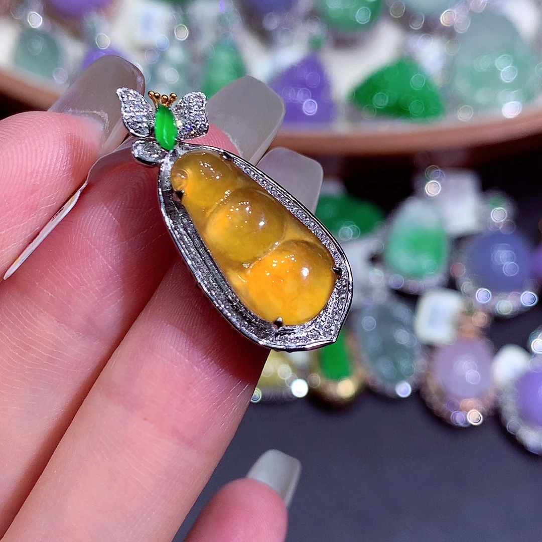 翡翠18K金镶嵌吊坠(不含链)