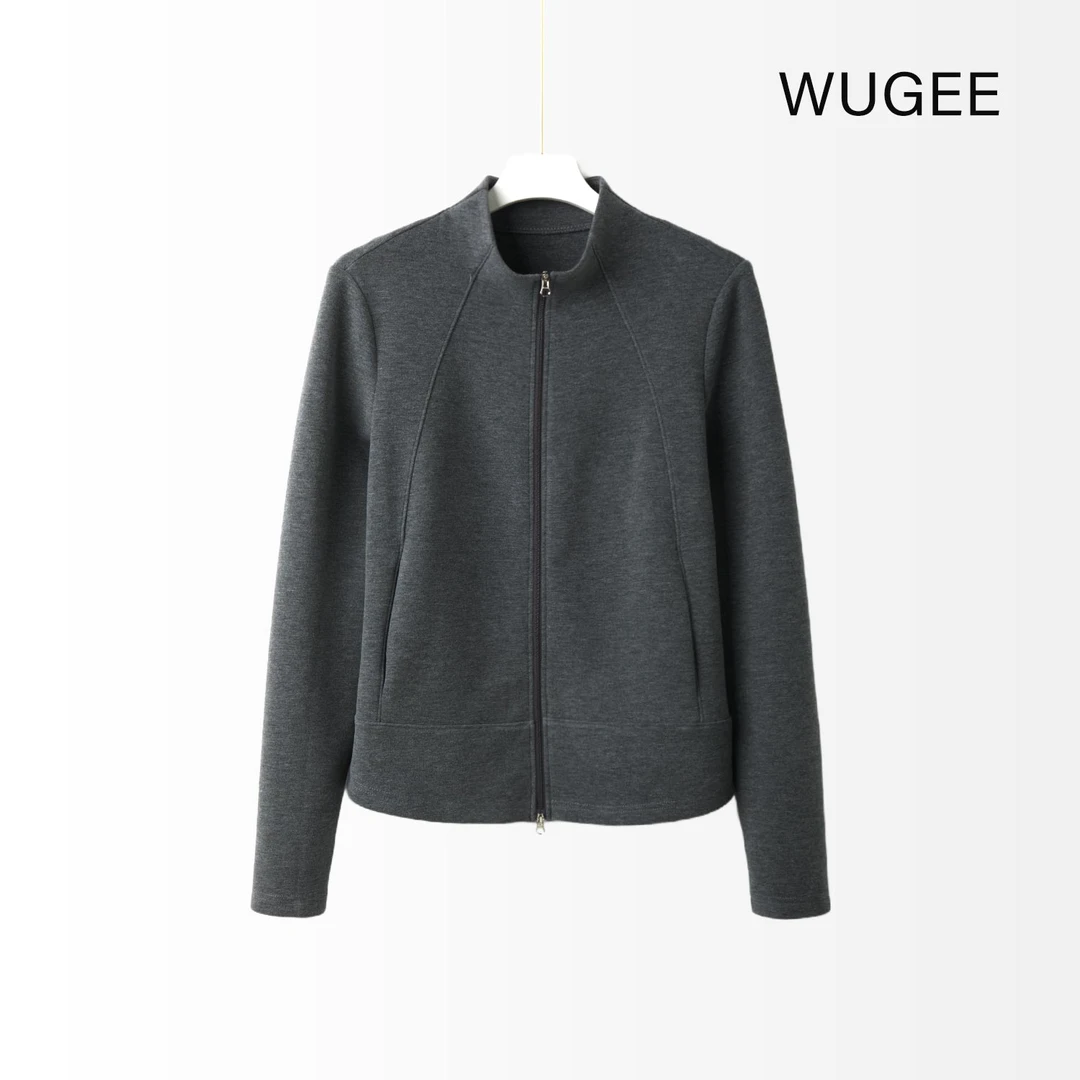【WUGEE】秋冬短款时尚休闲女士双面秋冬立领卫衣