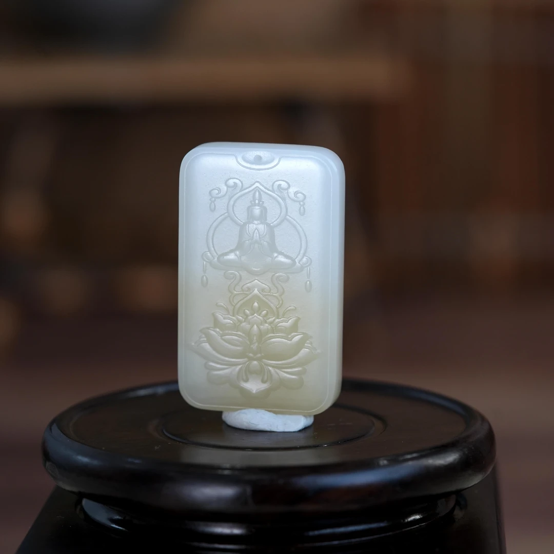 Lot27.和田糖白玉普贤菩萨牌/40670/拍宝