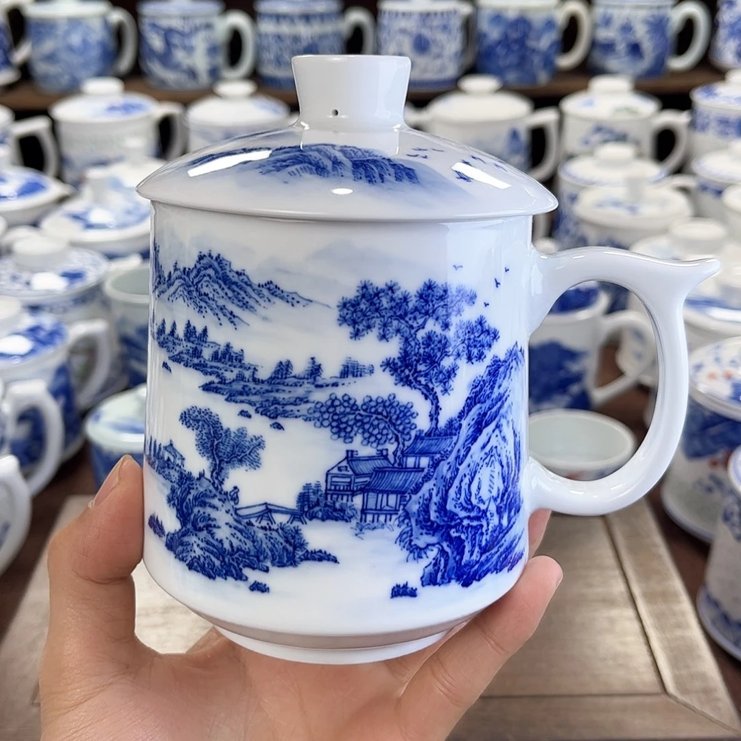 景德镇陶瓷马克杯带盖