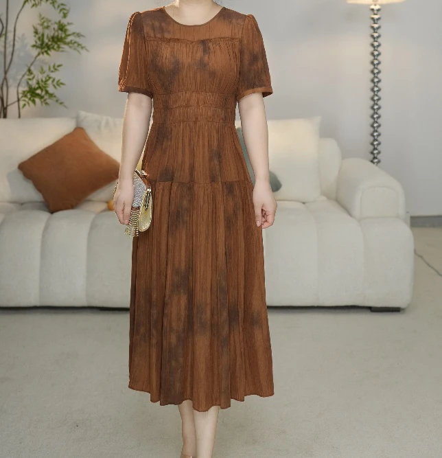 BL1385夏季收腰高腰显瘦中长款优雅气质女装连衣裙