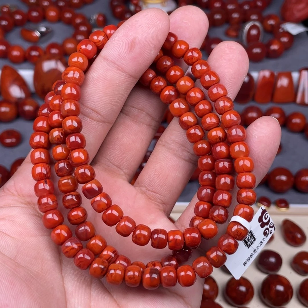 南红玛瑙未镶嵌瓦西南红老型佛珠7mm