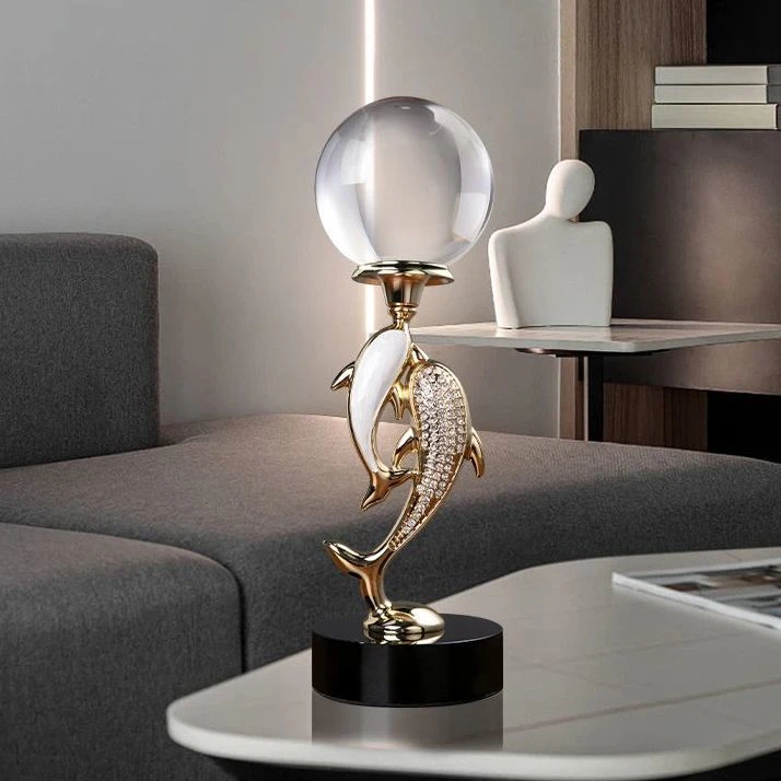 高档轻奢客厅摆件玄关年年有鱼水晶球高级感乔迁家居装饰品现代