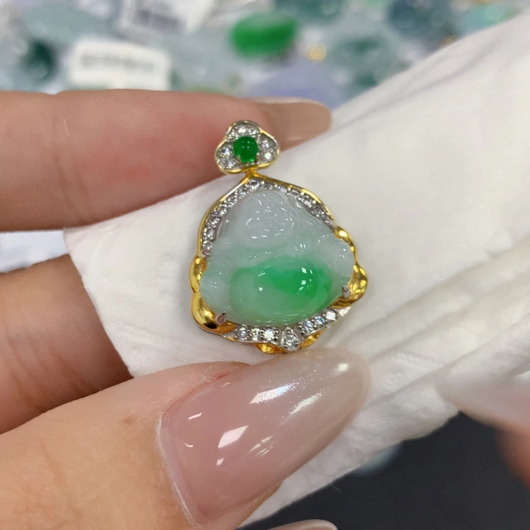 颈饰银S925镶嵌翡翠