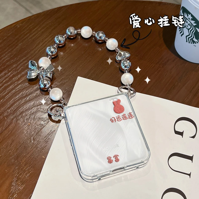 油画熊适用于荣耀magicvflip2折叠手机壳高级小屏简约高颜值挂链