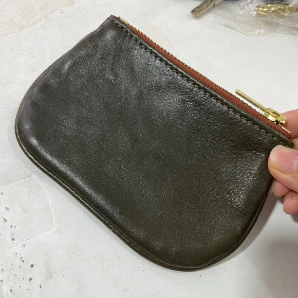 零钱包帆布配头层牛皮