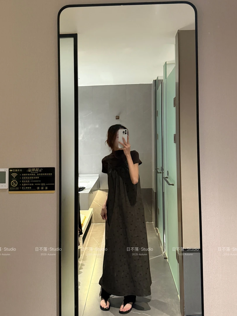 日不落家-气质波点百搭吊带连衣裙（不含内搭）