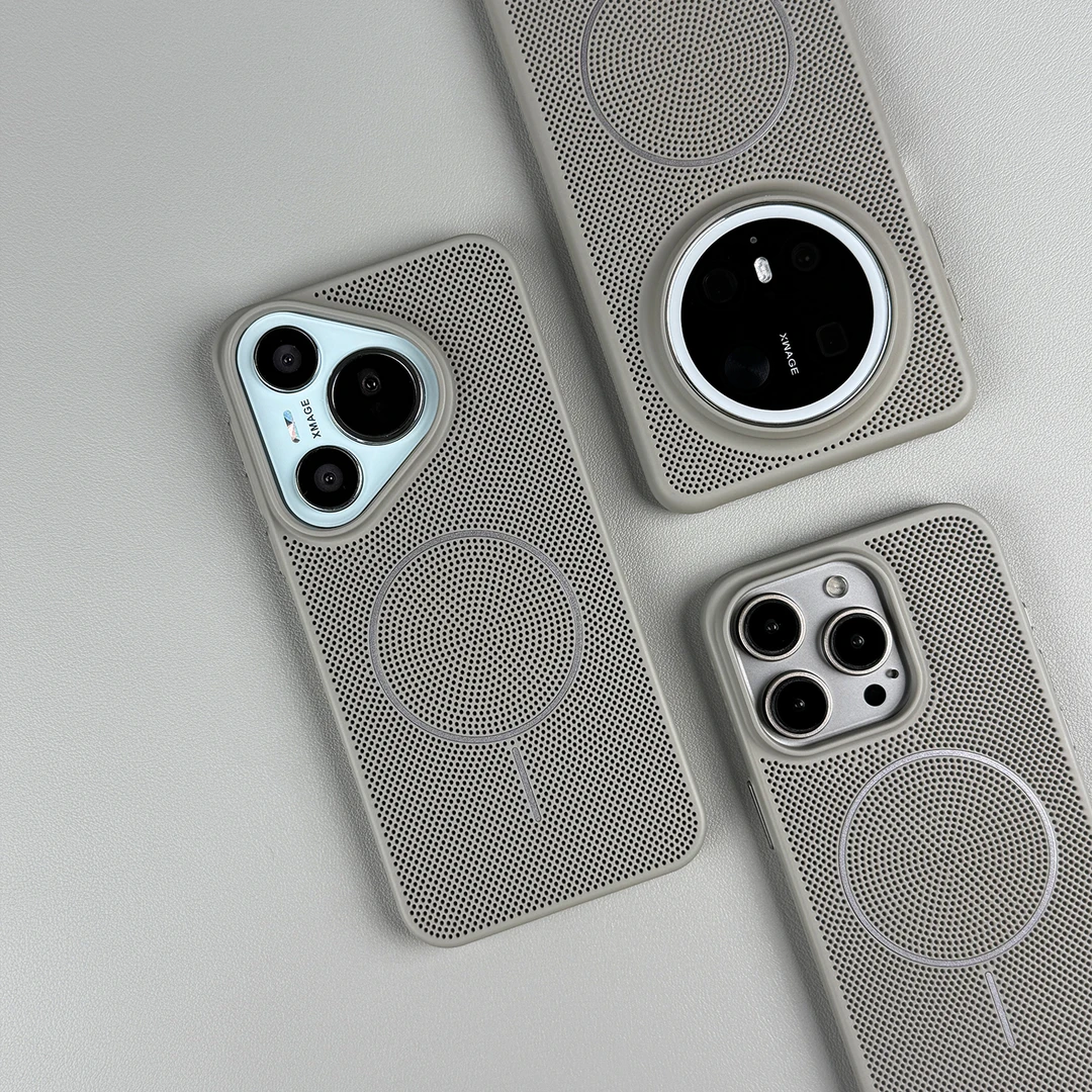 适用华为pura80Pro+手机壳磁吸透气散热苹果16华为mate70防摔硬壳