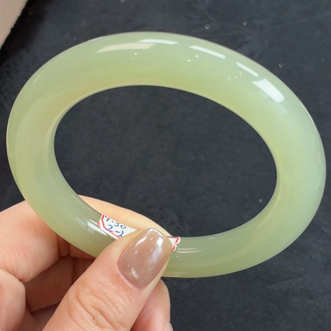 和田玉未镶嵌手镯冰晴圆条高品39