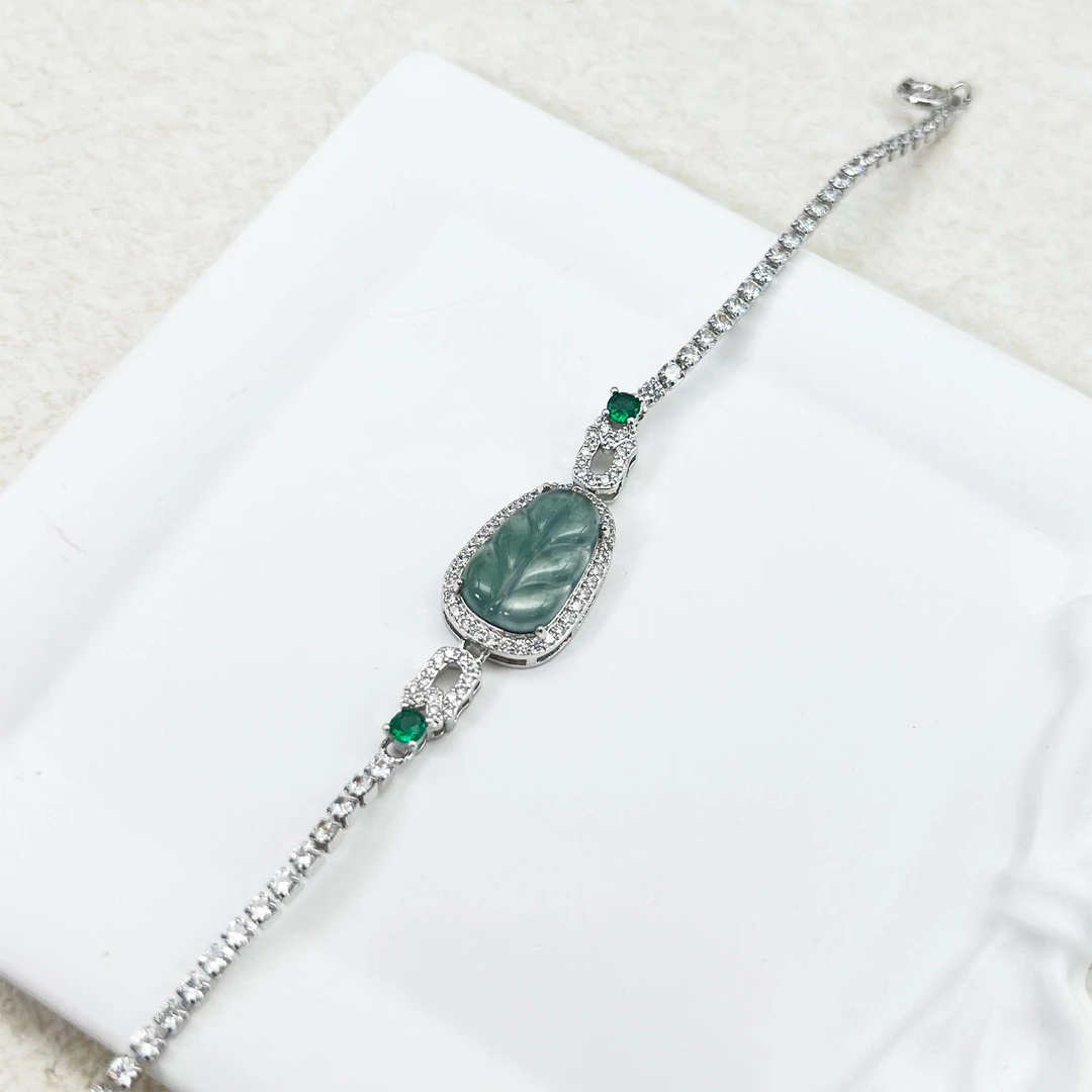 天然翡翠气质时尚精美百搭叶子手链（尺寸15×9×6mm）～AXC4010