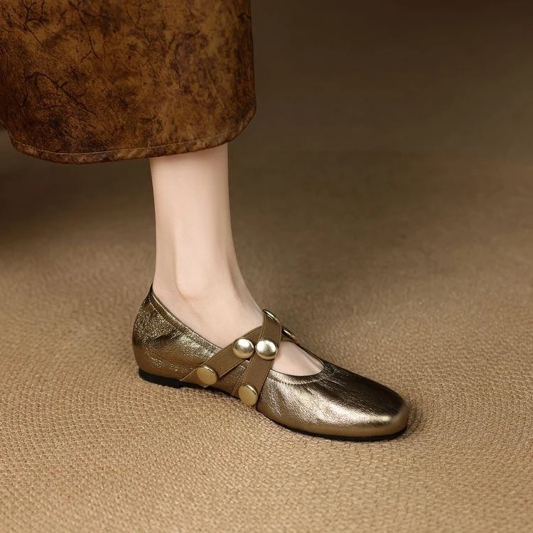 复古真皮银色玛丽珍鞋女2025夏季新款内增高低跟单鞋配裙子豆豆鞋