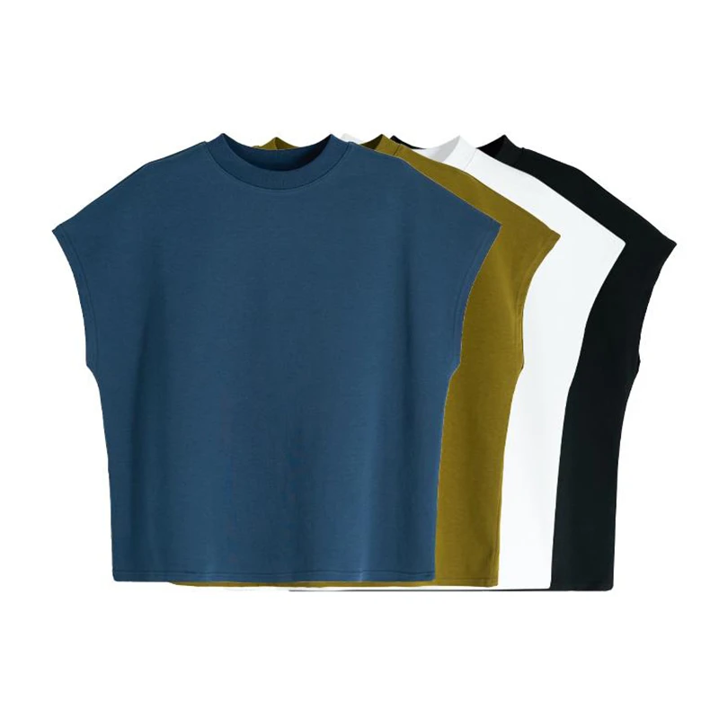 高含棉小个子宽松休闲无袖t恤女2025年夏季新款圆领洋气显瘦上衣