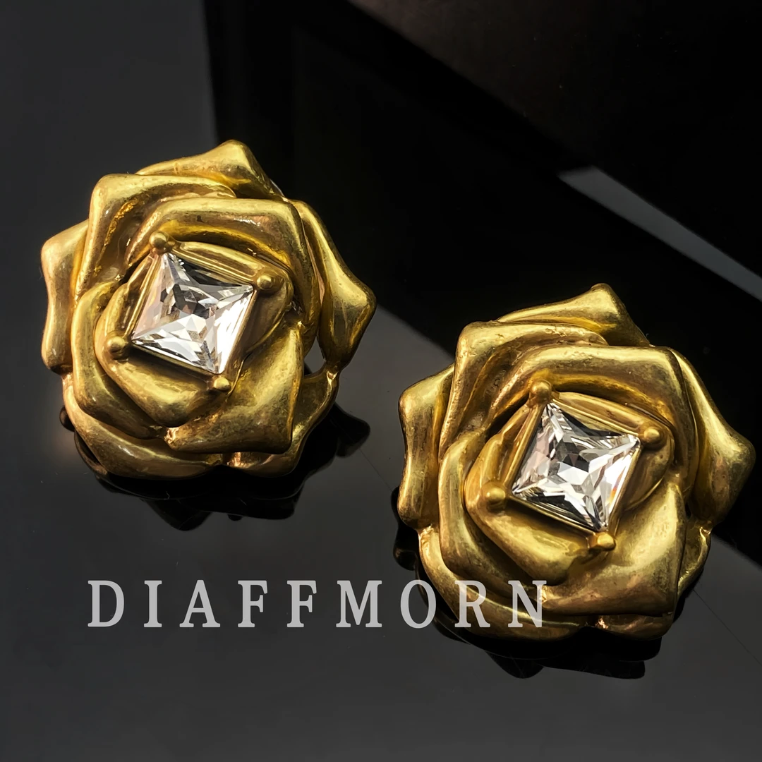 铜合金耳饰 情人节特惠版〖玫瑰故事〗复古做旧重工高级大气耳钉