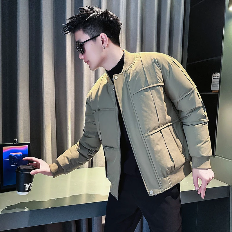 棒球领男士衣服外套2025新款潮牌秋冬保暖加厚休闲修身棉服男棉衣