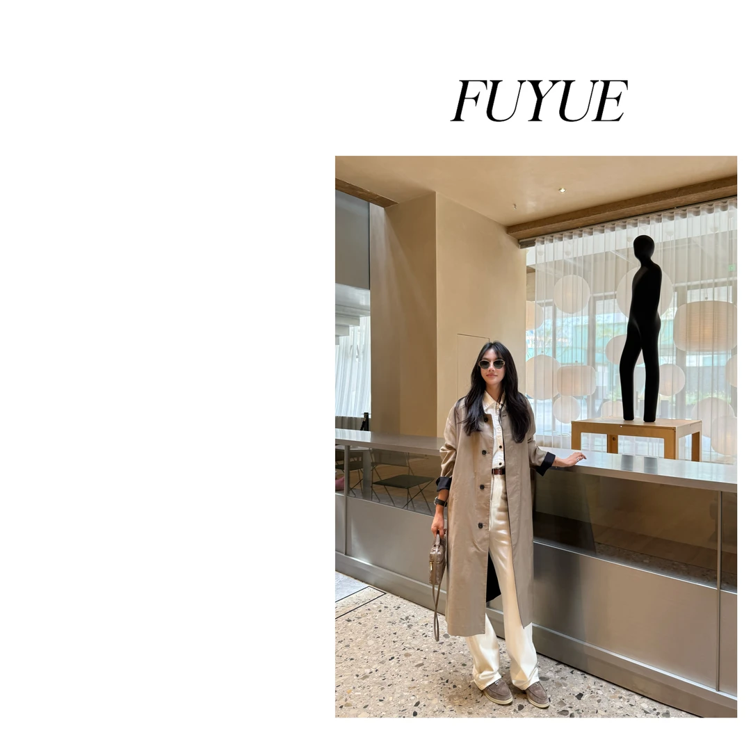 FUYUE赴约 品质双面穿风衣显瘦气质时尚休闲百搭春季长款翻领秋季