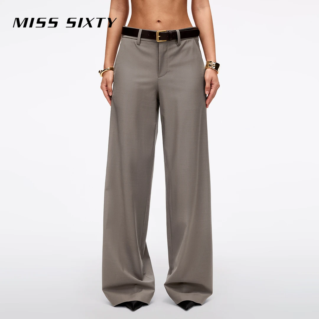 【杨幂同款】Miss Sixty2025夏季新款休闲裤女含羊毛配腰带西装裤