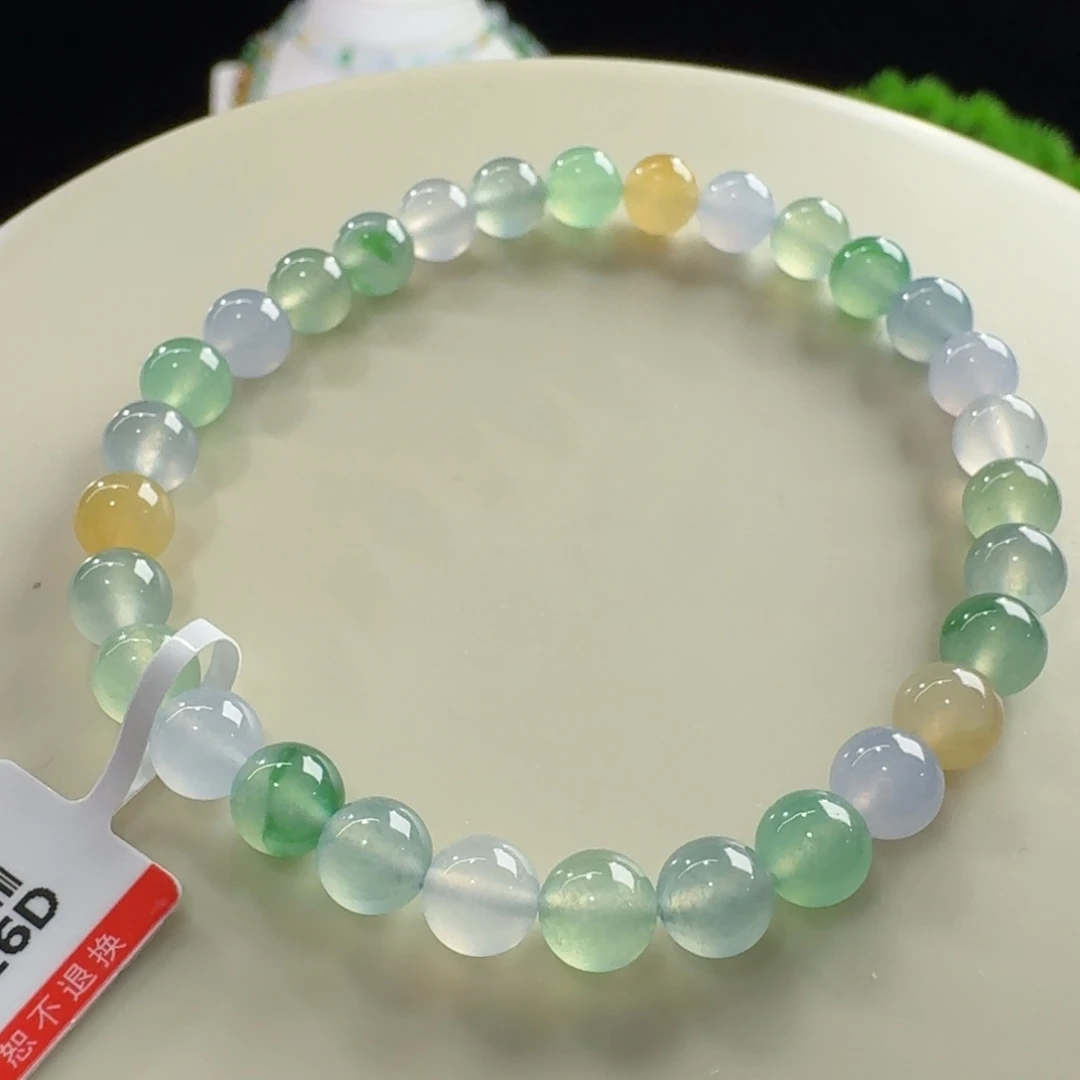 未镶嵌手链翡翠力推！！！种色兼备多宝单圈卡6mm