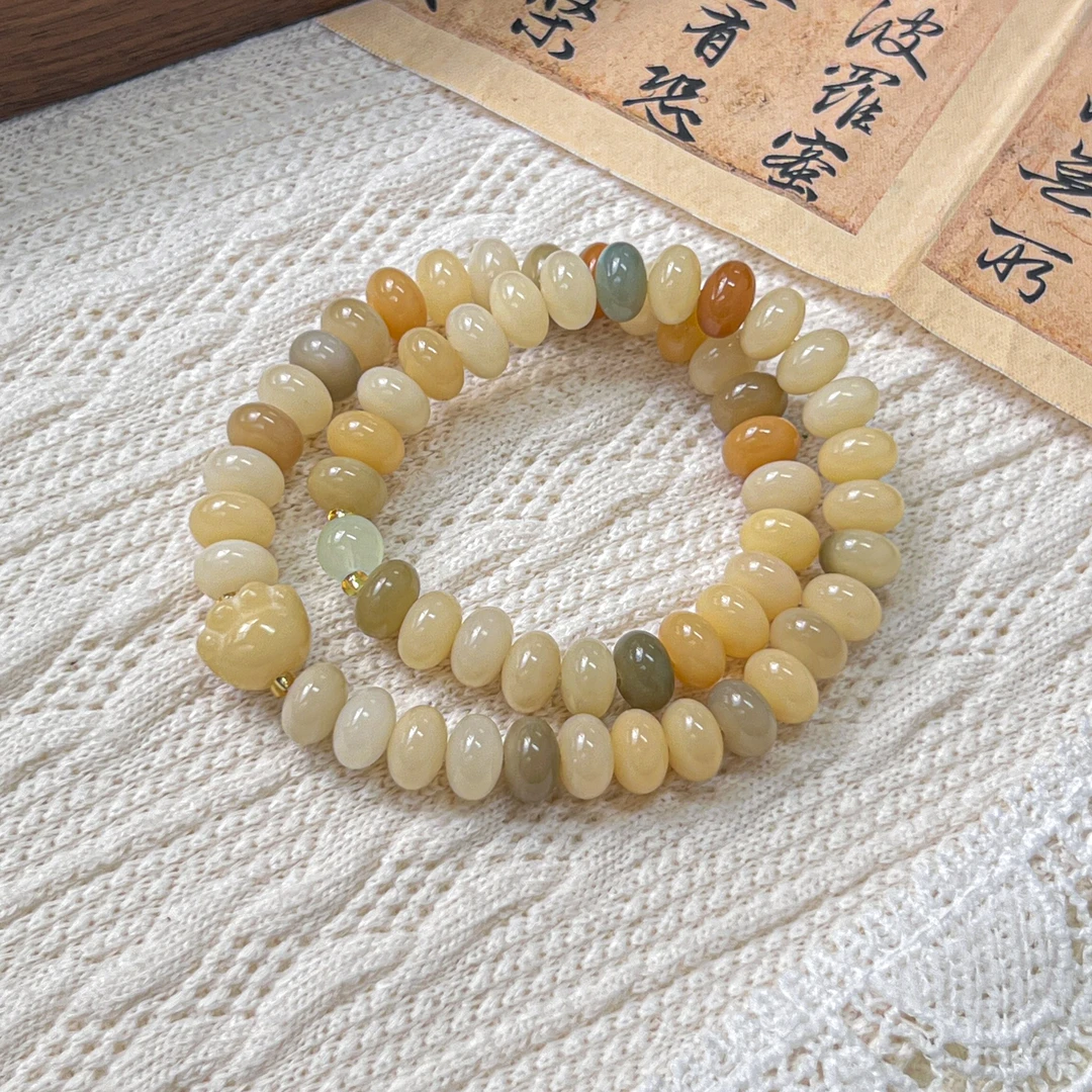 杂色算盘珠黎翡菩提双圈9*6mm   S-C224110