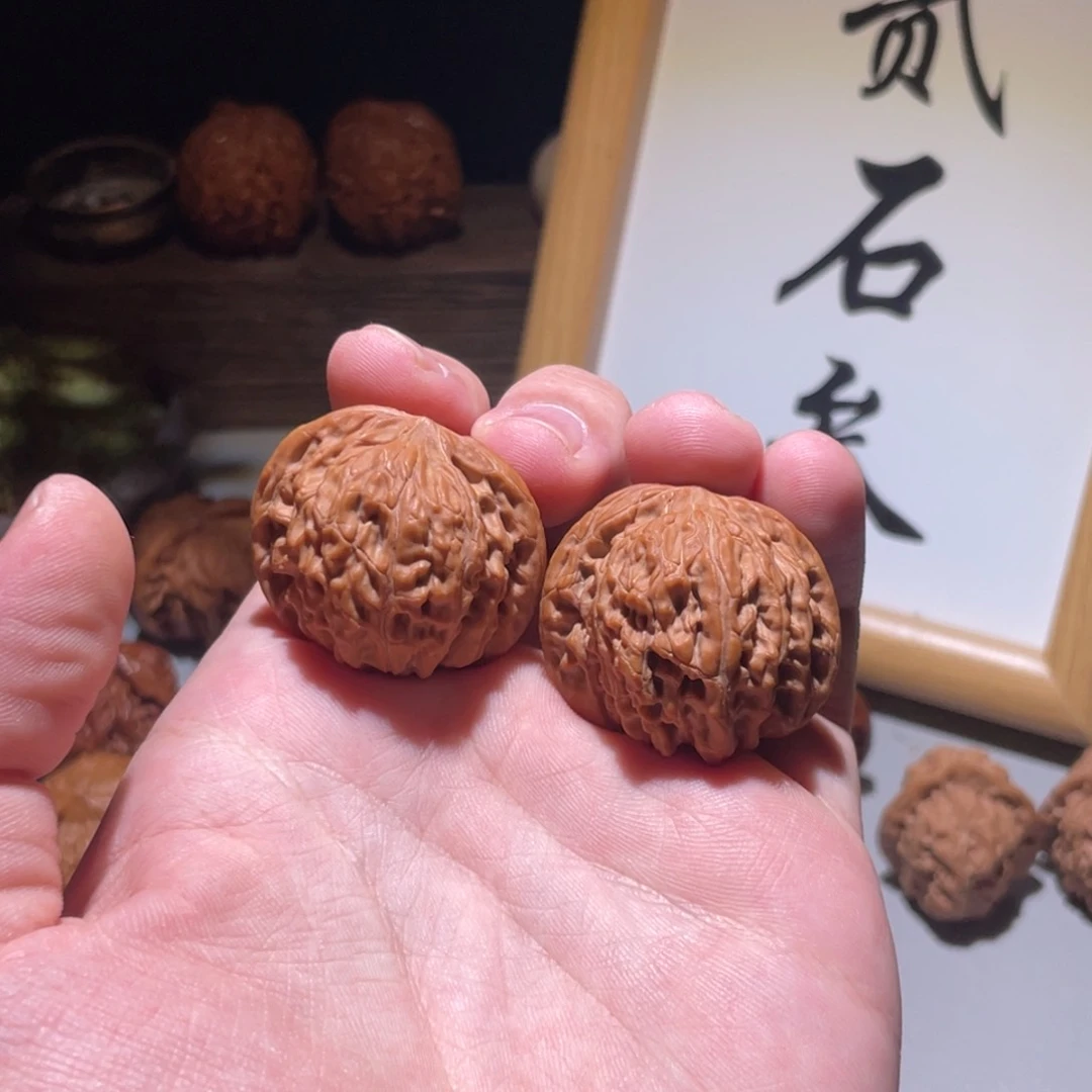 文玩核桃把件35 磨盘全品