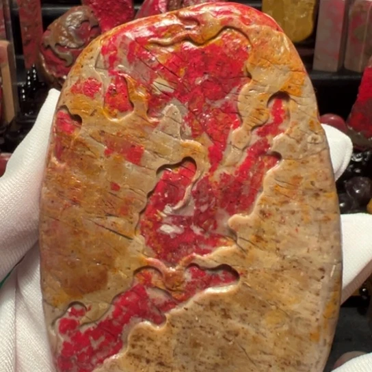 昌化鸡血石原石手把收藏