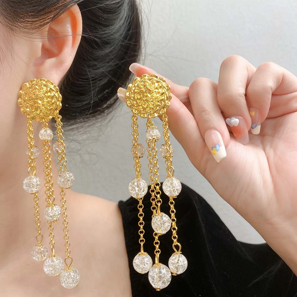 合金仿珍珠耳饰 女款复古甜美金色耳环百搭小众时尚素款气质简约