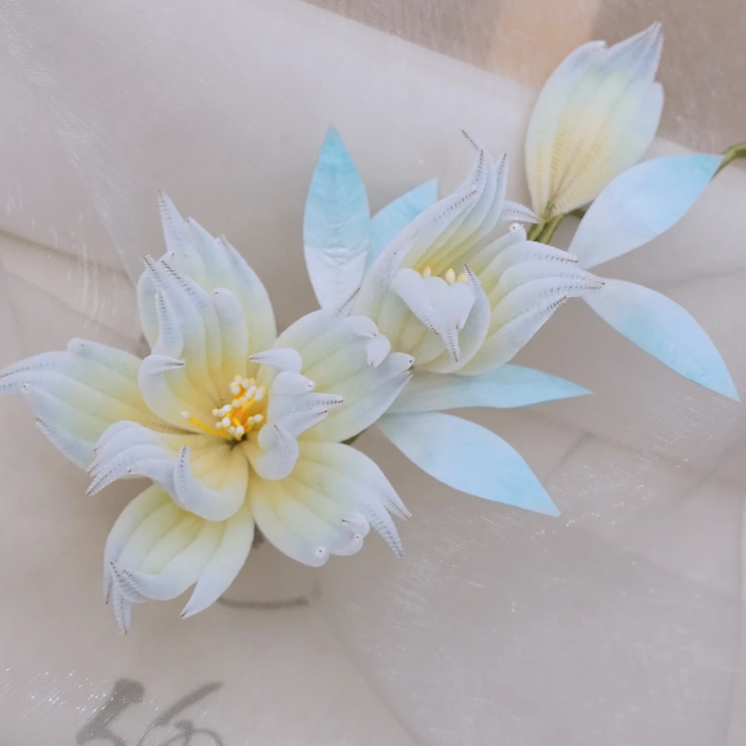 锦簪阁《朝露晞》非遗手工绒花细绒发钗古风发饰非遗传承