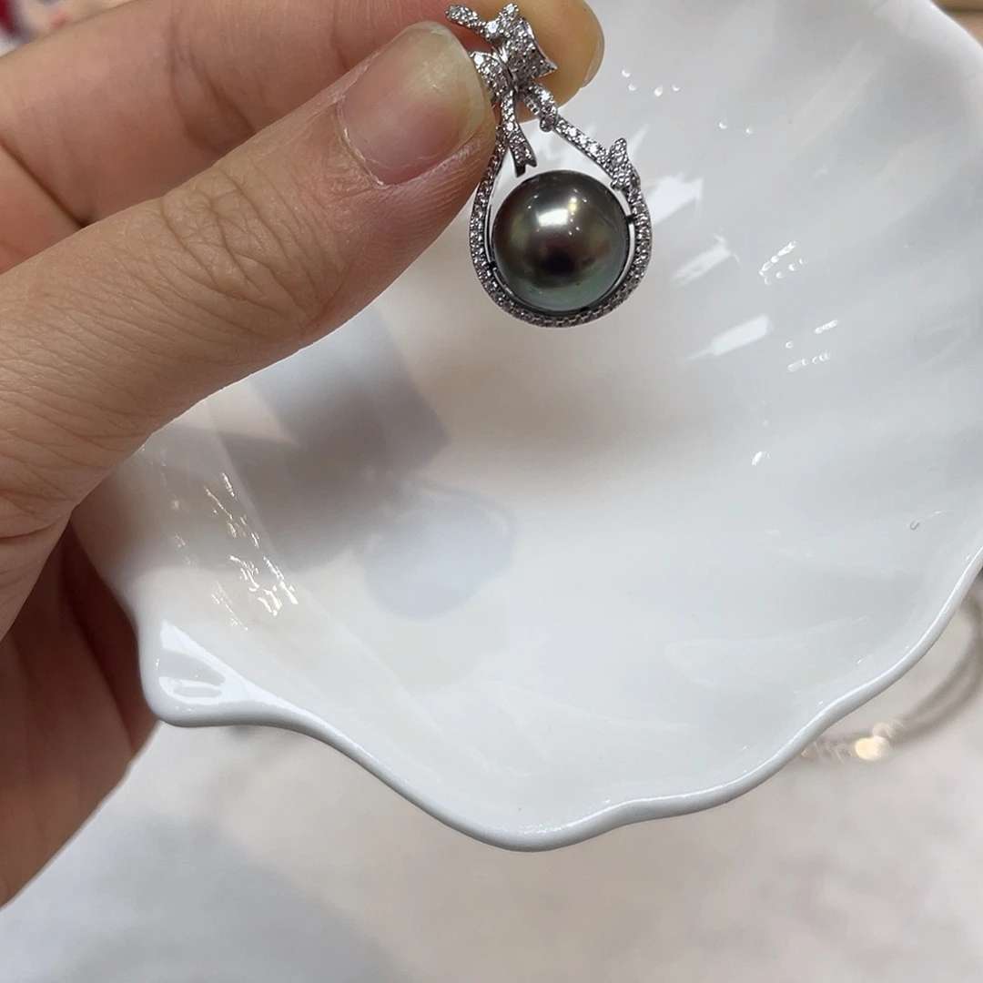 银S925镶嵌吊坠(不含链)海水珍珠